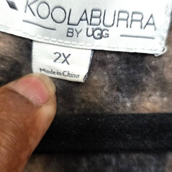 Koolaburra By UGG Womens 2X Leopard Print Sherpa Fleece Pullover Jacket With Hal - Picture 6 of 8